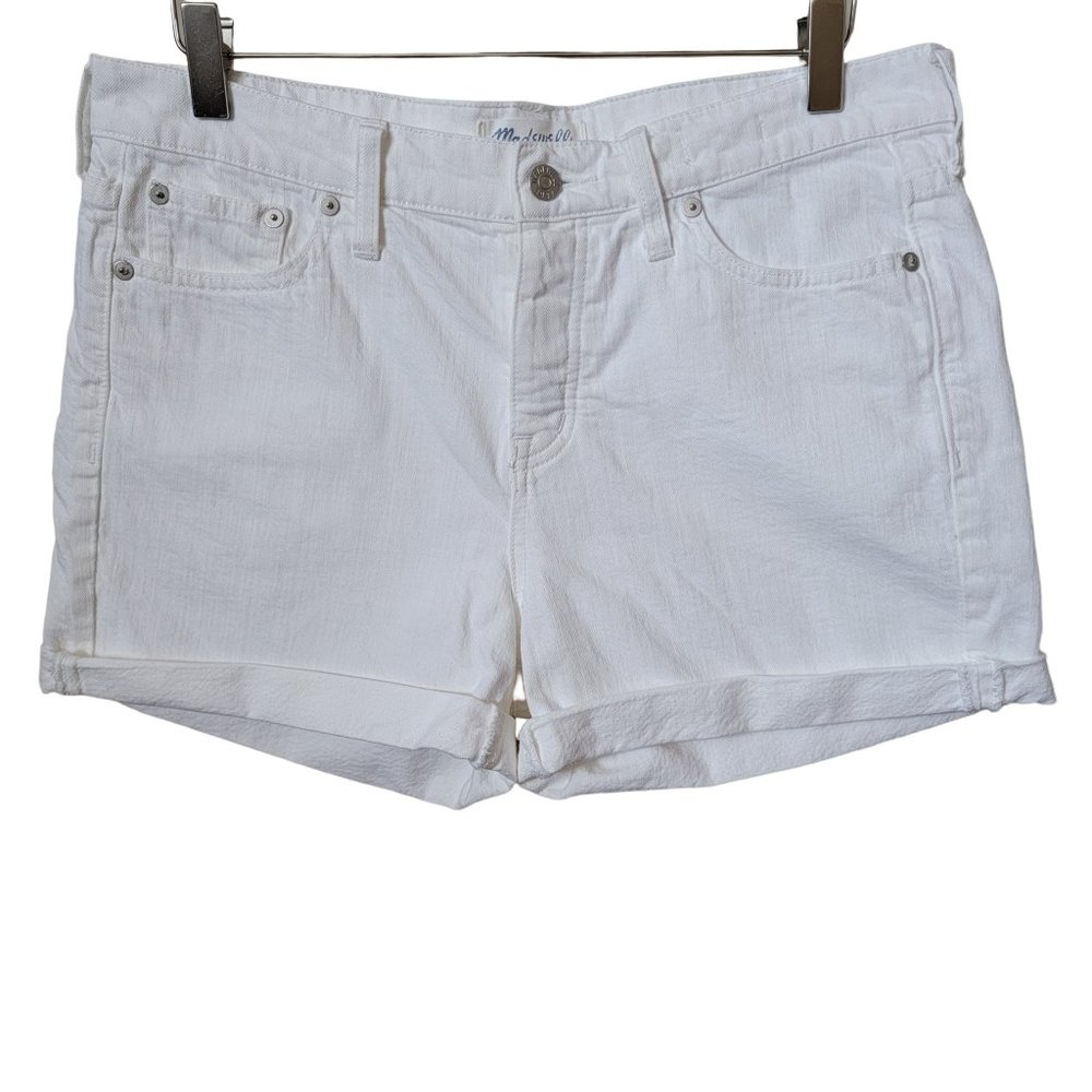 Madewell Cut Off Cuffed White Denim Jean Shorts